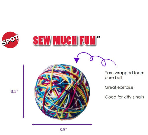 Ethical Spot Sew Much Fun Yarn Ball 3.5″ Cat Toy (3.5″)