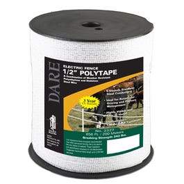 Electric Fence Tape, White Poly & 5-Wire Stainless Steel, .5-In. x 656-Ft.