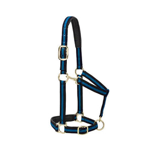 Weaver Leather Striped Padded Adjustable Chin And Throat Snap Halter Average Blue 1"