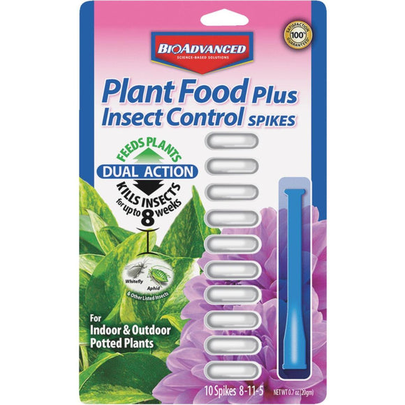 BioAdvanced 8-11-5 Dual Action Insect Control Plus Fertilizer Spike (10-Pack)