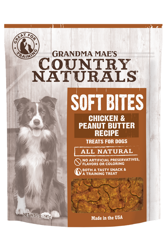 Grandma Mae's Country Naturals Soft Bites Chicken Peanut Butter Dog Treats (5 Oz)