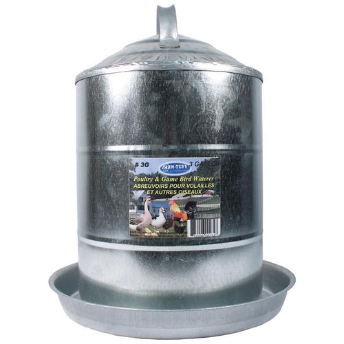 FARM-TUFF DOUBLE WALL CONE TOP GALVANIZED POULTRY WALL FOUNT